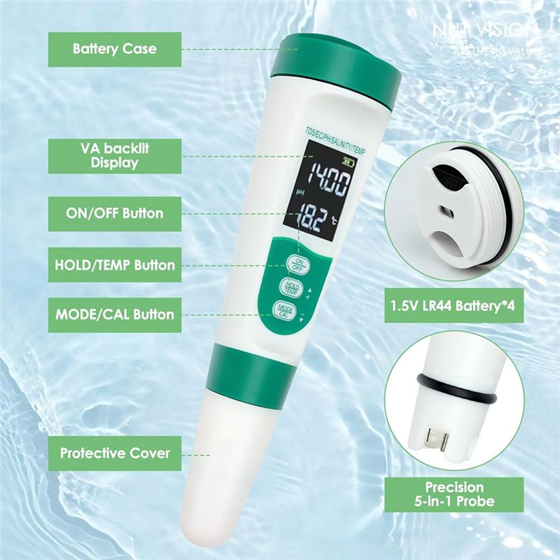 AT02-5 In1 Digitales PH-Messge – Ec Meter Digital Bewertung und Preis