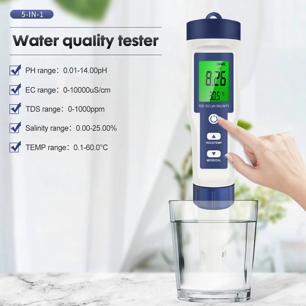 5-in-1 digitales PH TDS EC-Mes – Ec Meter Digital Bewertung und Preis
