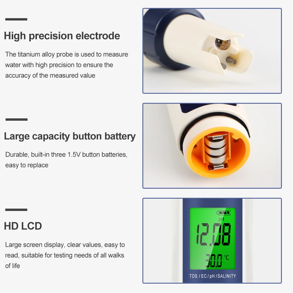 5-in-1 digitales PH TDS EC-Mes – Ec Meter Digital Bewertung und Preis